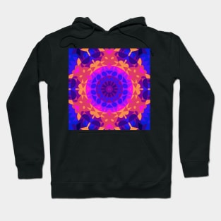 Retro Mandala Flower Blue Pink and Orange Hoodie